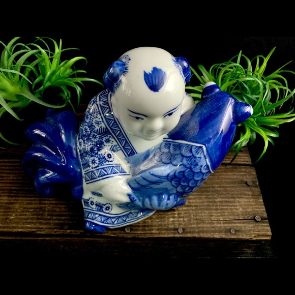 Large Ceramic Buddha | Feng Shui Maitreya Buddha Sitting Koi Lucky God Statue - Picture 11 of 13